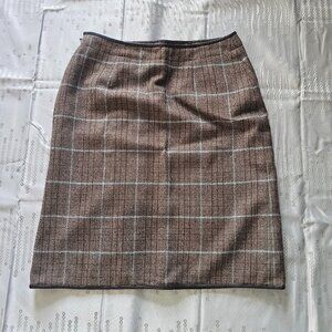 Banana Republic Brown Skirt with Black Leather Trim Size 8